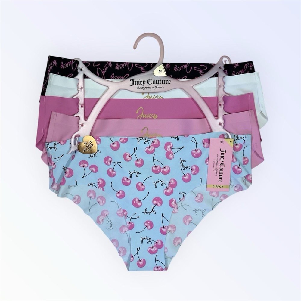 Juicy‎ Couture Womens 5-Pack Bikini Panties No Panty Lines Multicolored Medium